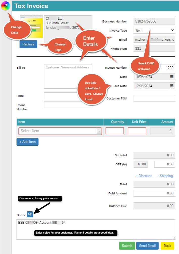 Invocie how to Invoice details